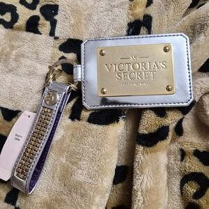 Victoria's Secret Silver and Gold Card Holder with Keychain
